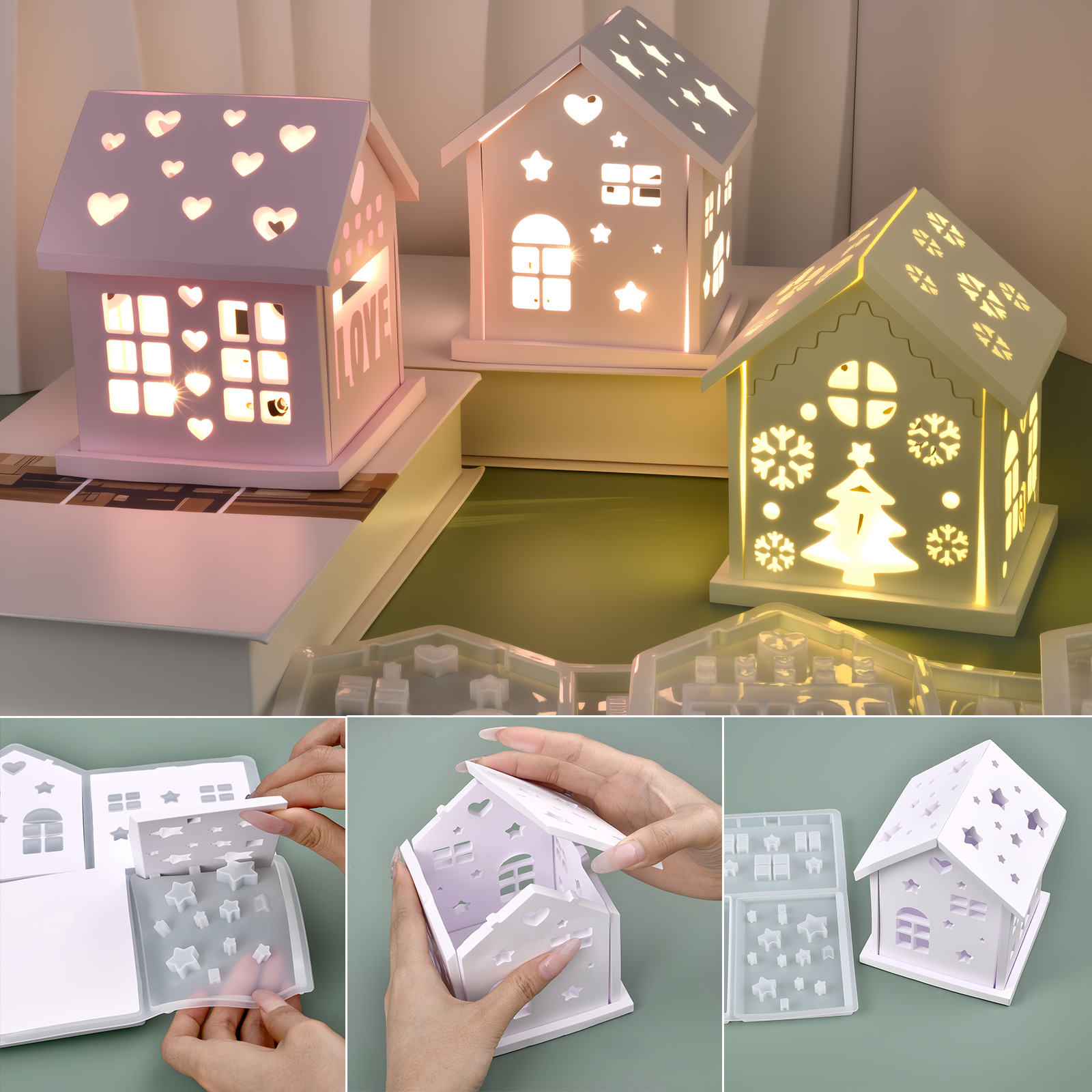 Candle Making Factory - 3D House Silicone Mold DIY Christmas