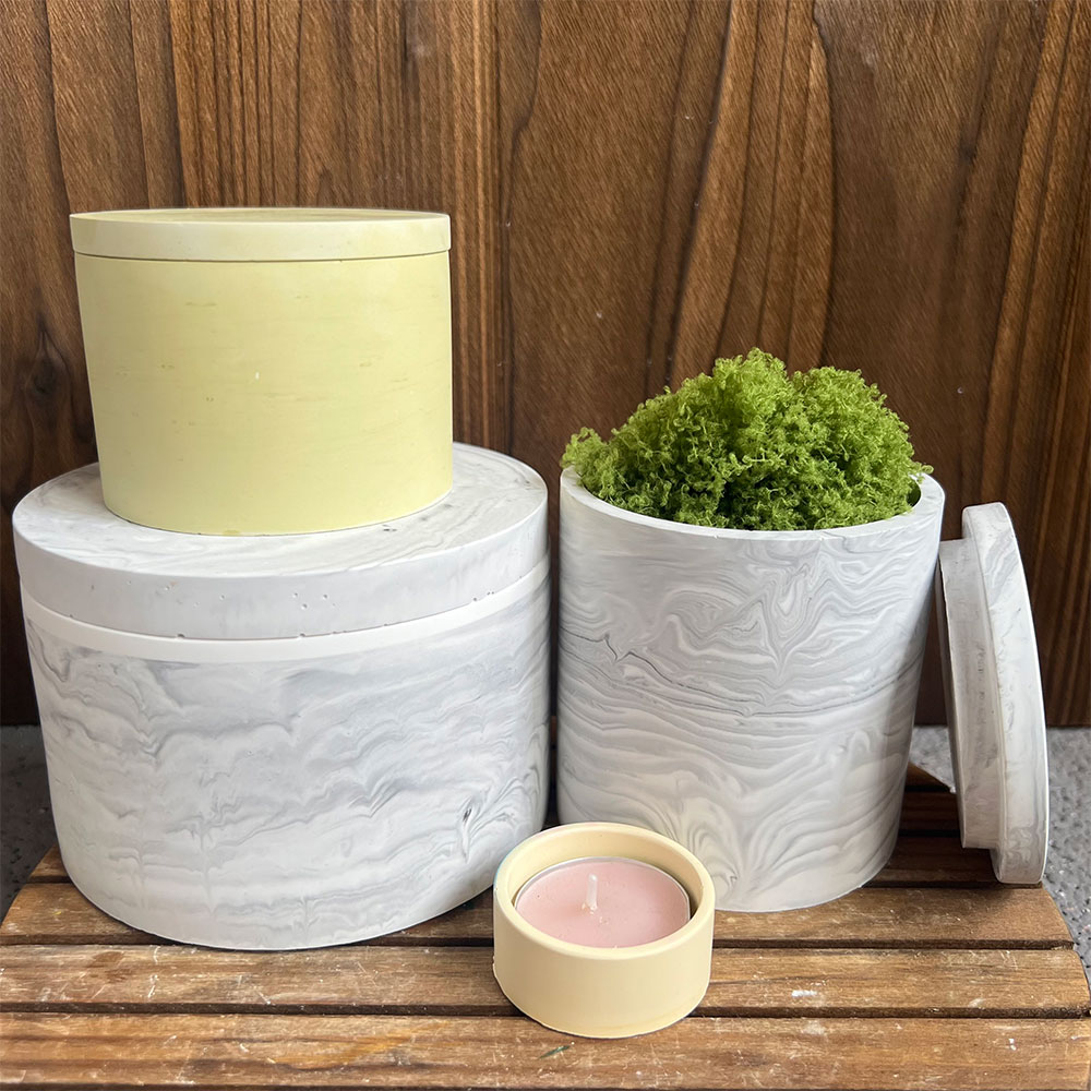 Candle Making Vessels - Round Cement Candle Canister Silicone Mold