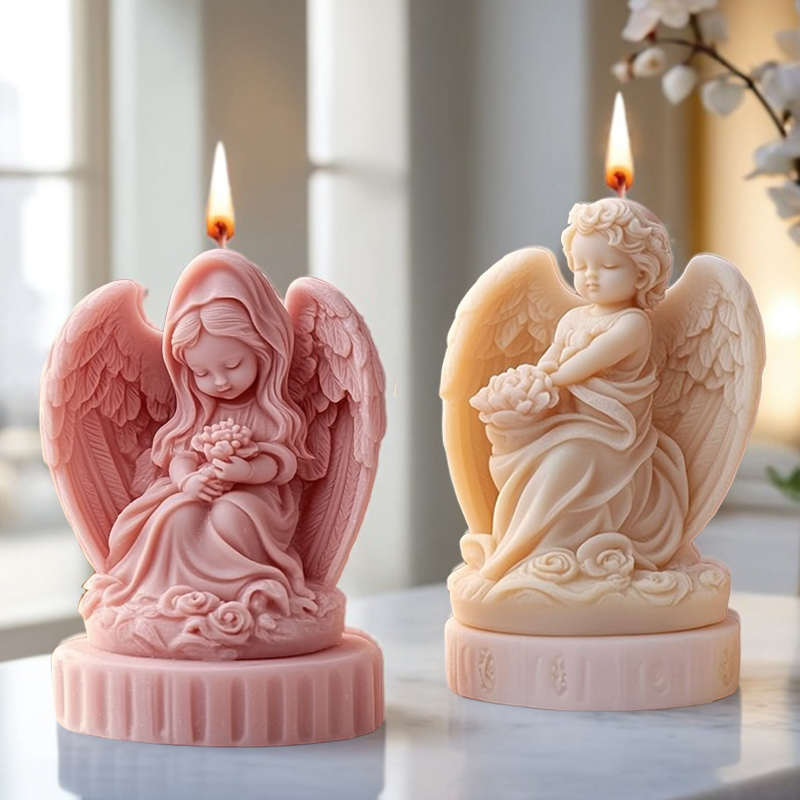 3D cute couple angel candle mo - Candle Making Thermometer 评论和价格