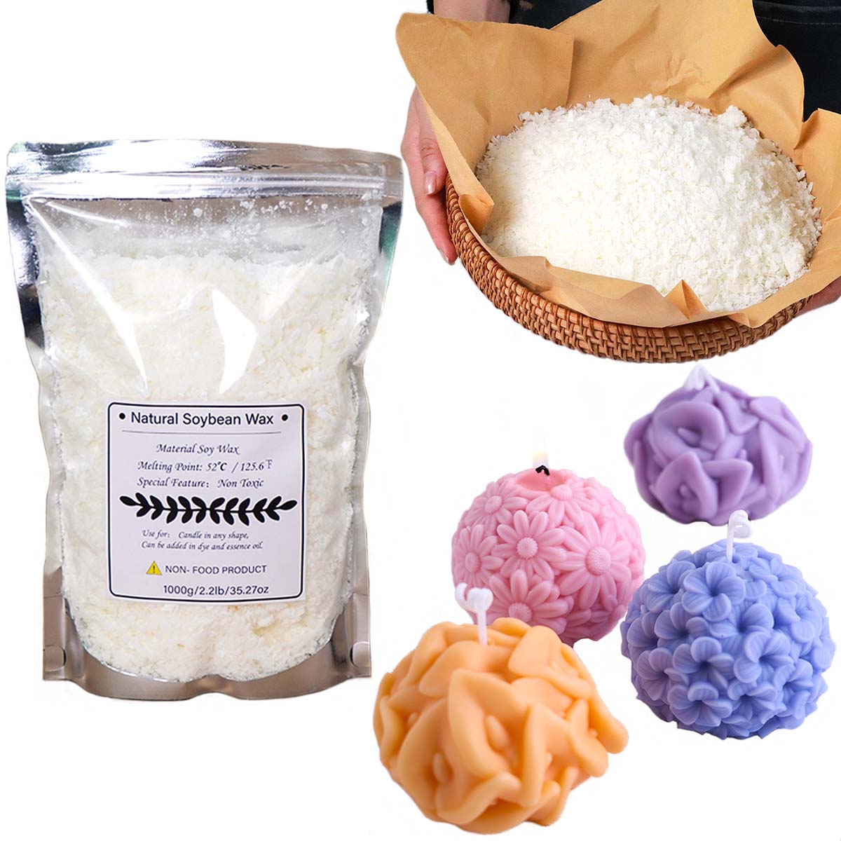 100/250/500/1000g Natural Soy  - Candle Making Soy Wax 评论和价格
