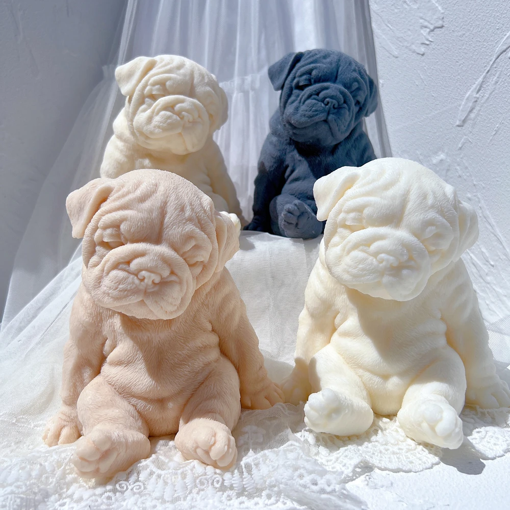 Sitting Sleeping Bulldog Puppy - Candle Making Soy Wax 评论和价格
