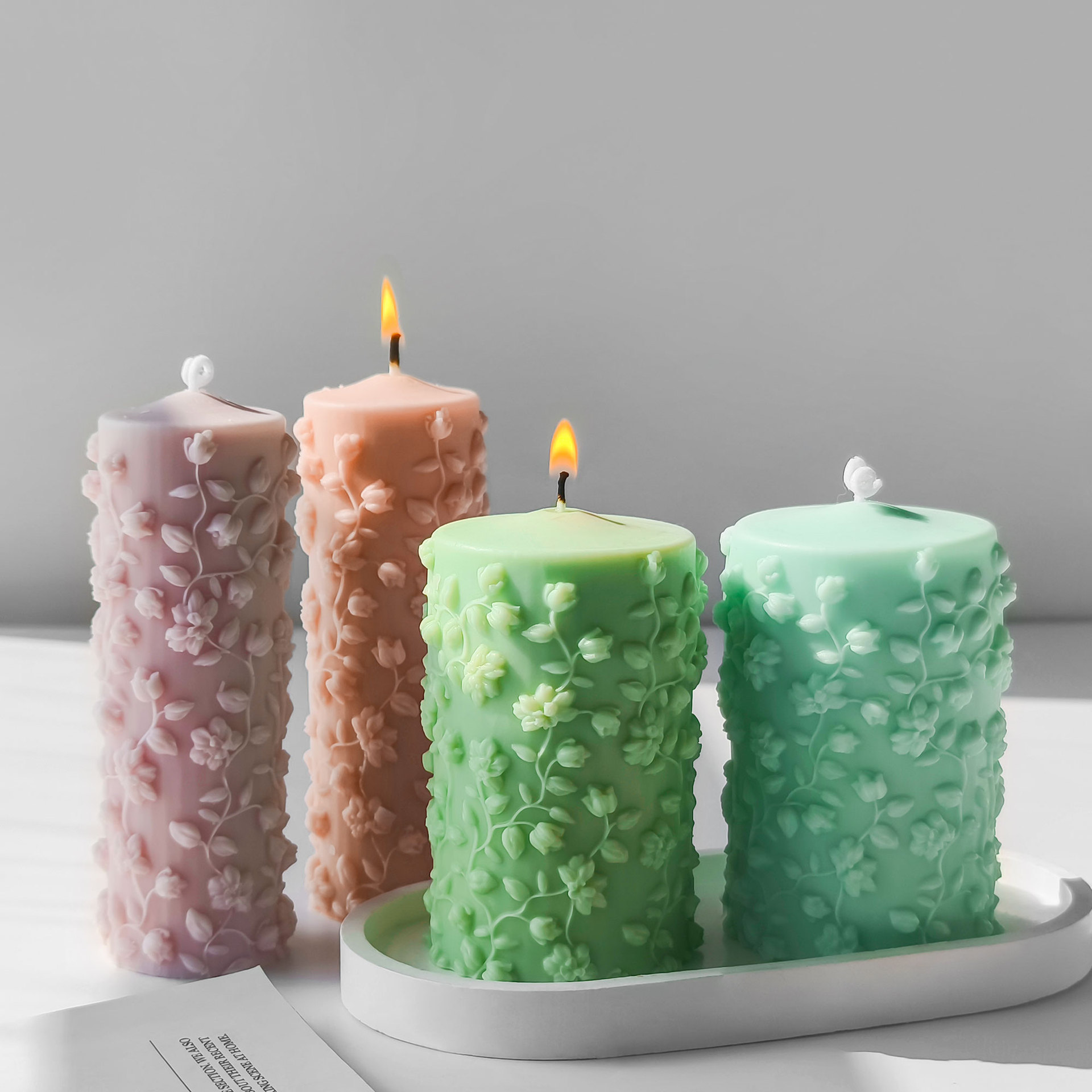 3D Cylinder Embossed Vines Mol - Candle Making Vinings 评论和价格