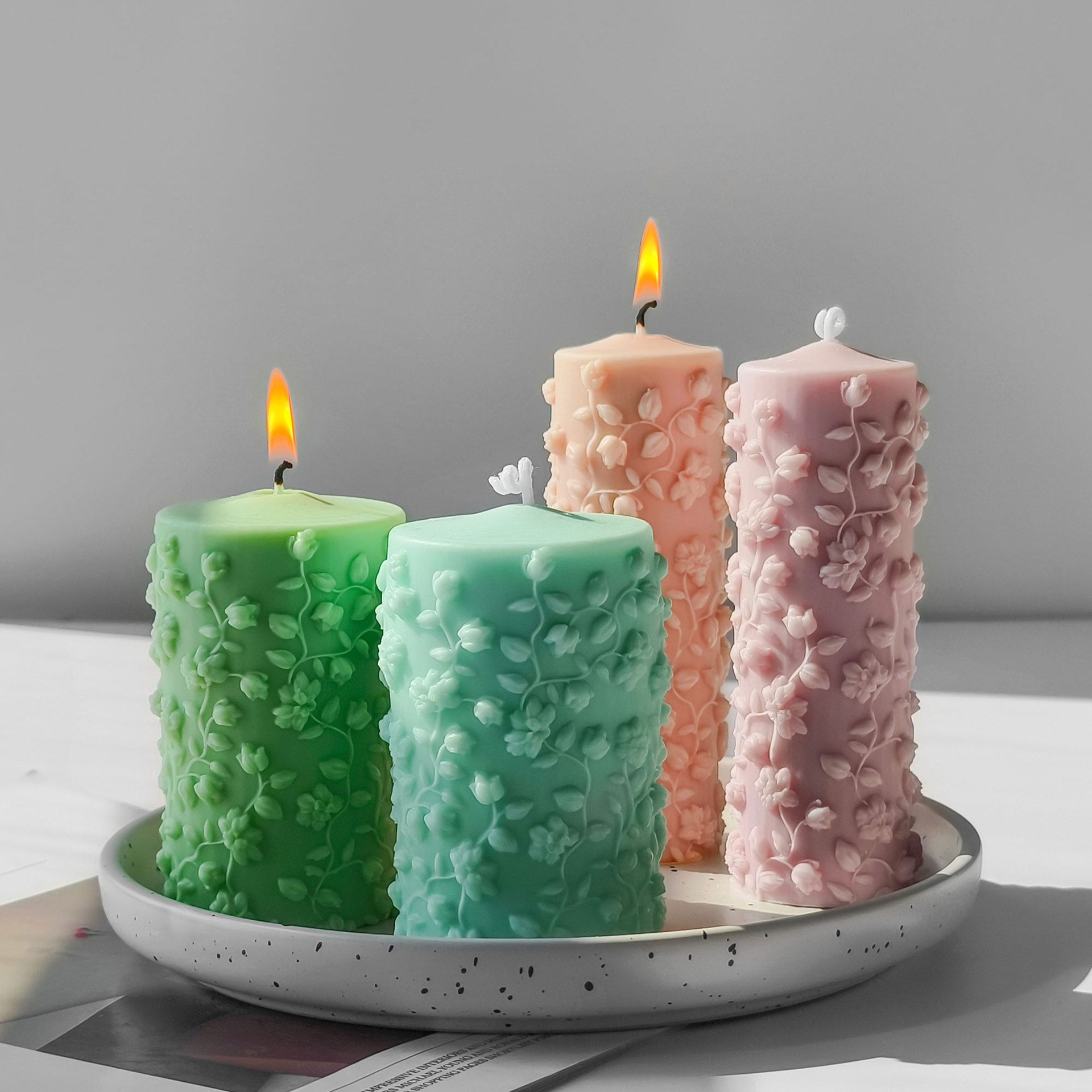 3D Cylinder Embossed Vines Mol - Candle Making Vinings 评论和价格