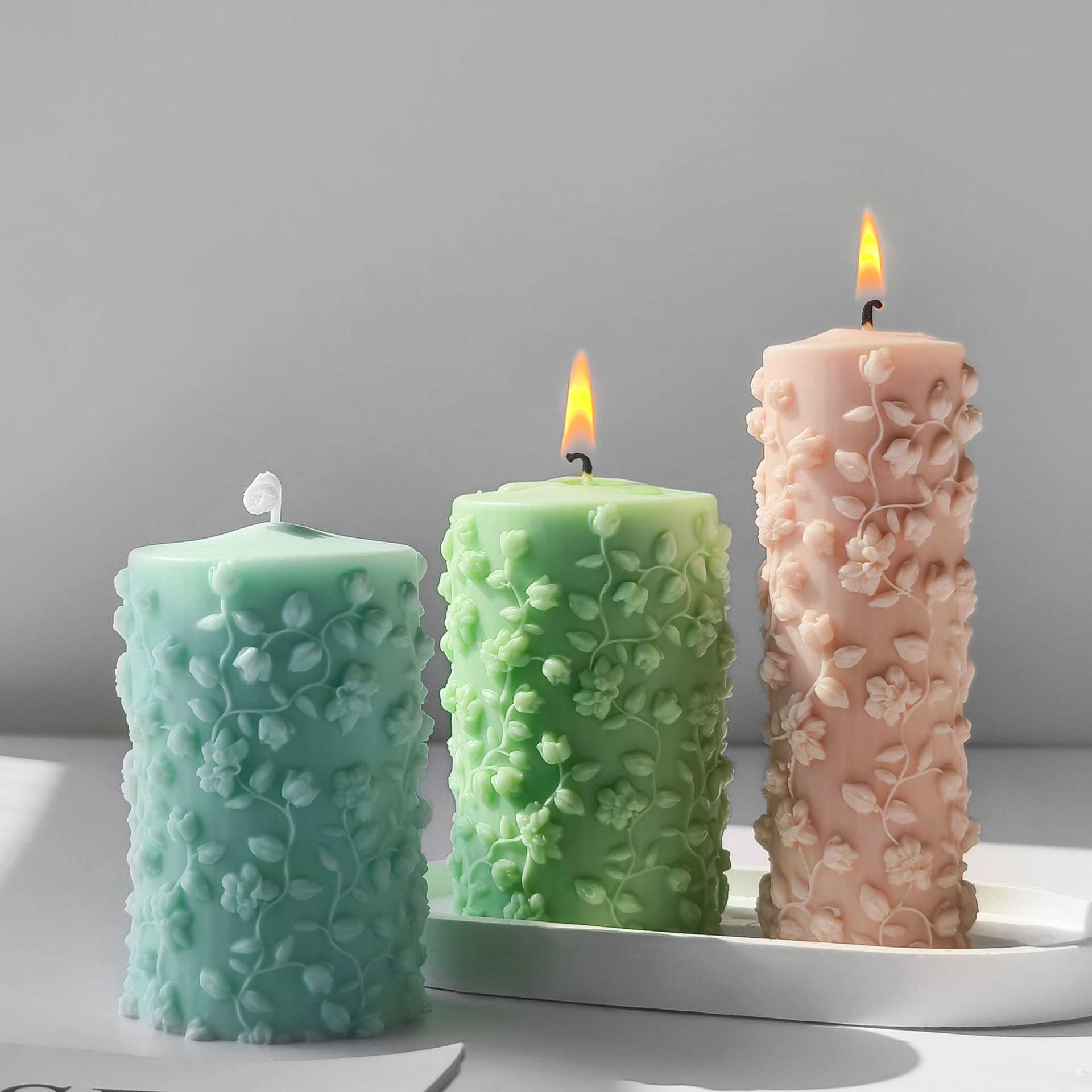 3D Cylinder Embossed Vines Mol - Candle Making Vinings 评论和价格