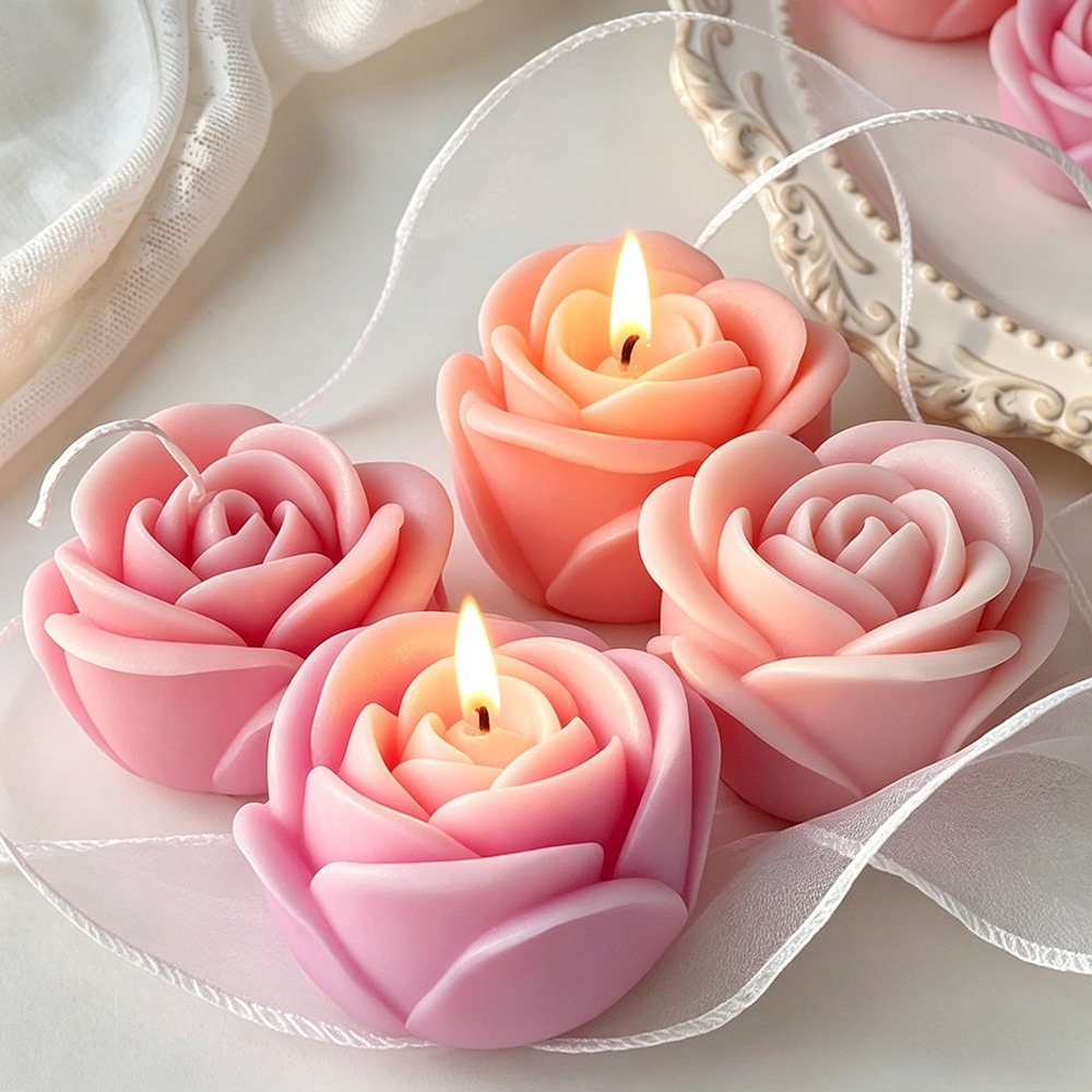 4pcs/set Rose Candle Silicone  - Candle Making Date 评论和价格