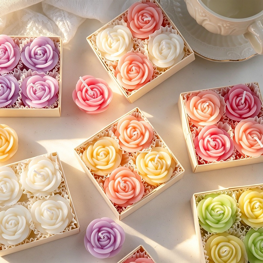 4pcs/set Rose Candle Silicone  - Candle Making Date 评论和价格